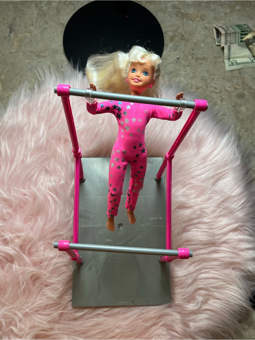 Mattel Pink Gymnast Doll with Silver Star Leotard
